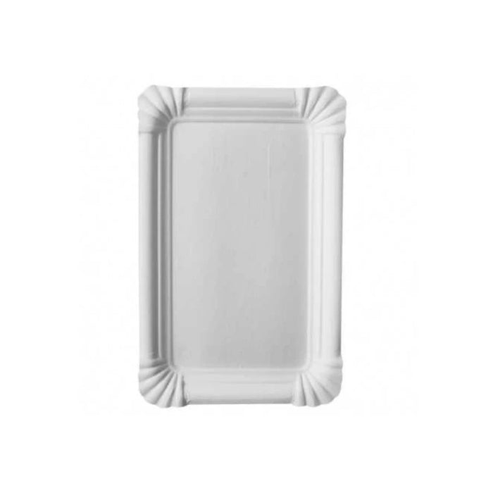 Assiette en carton blanc 13 x 20 cm, idéale pour les desserts et pâtisseries, légère et recyclable.