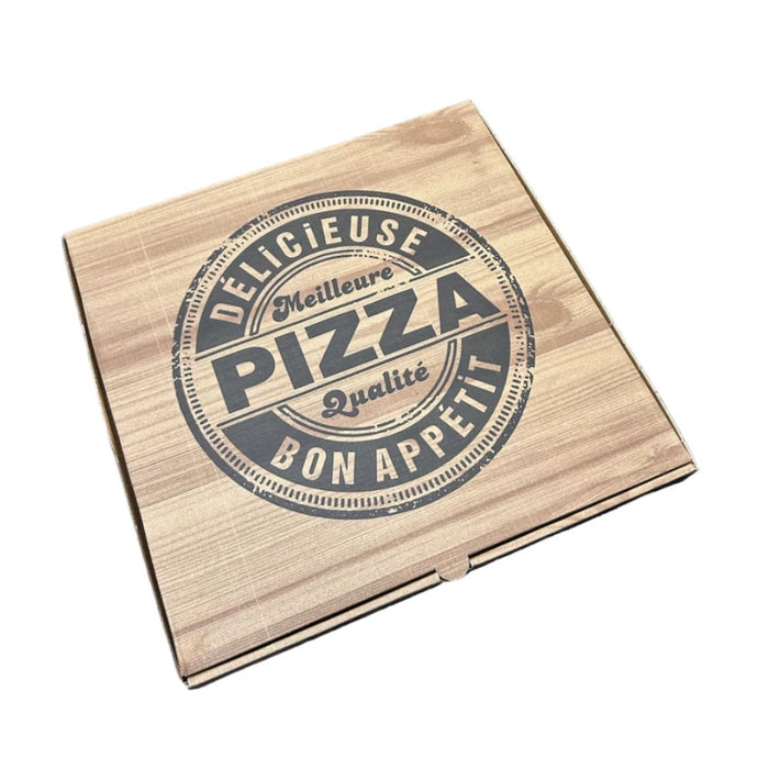 Boîte à pizza en carton kraft 40 x 40 x 3.5 cm, parfaite pour la restauration rapide et la vente à emporter.
