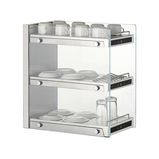 Chauffe-tasses inox 3 niveaux – LED, vitré, contrôle digital individuel