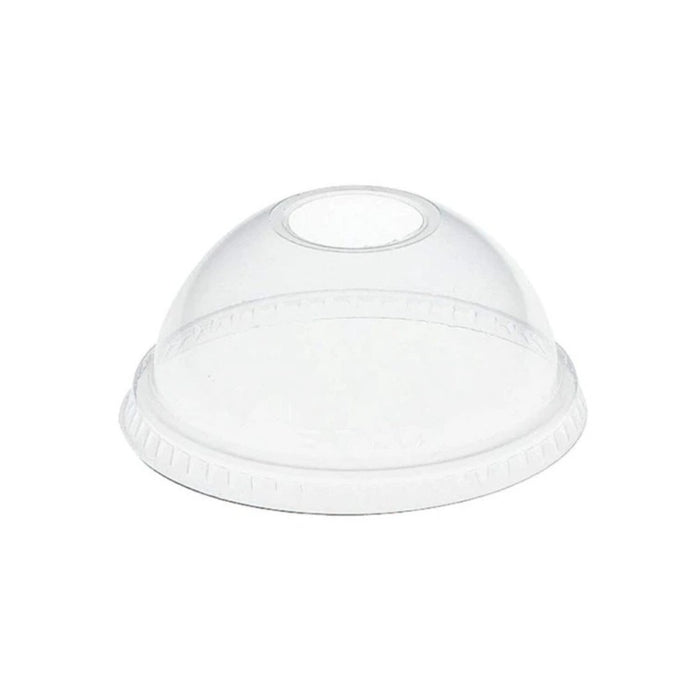 Couvercles dôme PET transparents pour gobelets 12 oz et 16 oz, parfaits pour boissons frappées et bubble tea.
