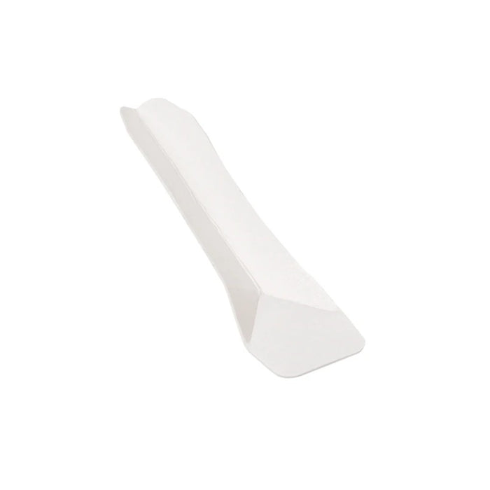 Petite cuillère en papier blanc de 9,4 cm, parfaite pour déguster glaces et desserts.