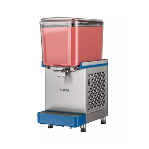 Classic Pro 1x18L – distributeur inox vue de côté avec bac 18 L transparent rempli de boisson