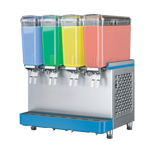 Classic Pro 4x9L – distributeur 4 cuves pour boissons froides, vue de côté avec réservoirs transparents