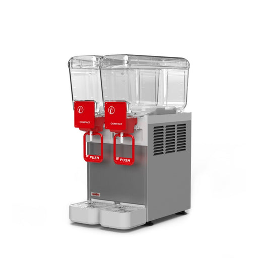 Arctic Compact 5-2 – distributeur de boissons froides double bac de 5 L, vue de côté avec cuves transparentes