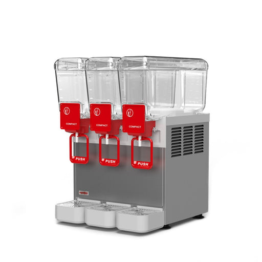 Arctic Compact 5-3 – distributeur 3 boissons froides, vue de côté avec triple cuve transparente