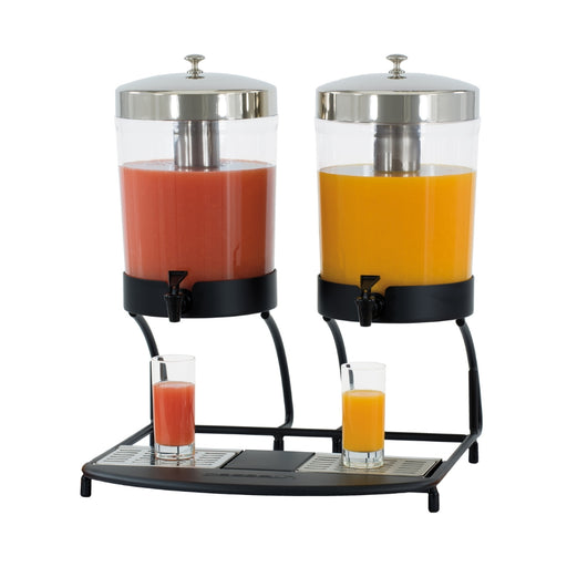 Distributeur Casselin 2x8L – vue de face avec deux bacs transparents remplis de jus