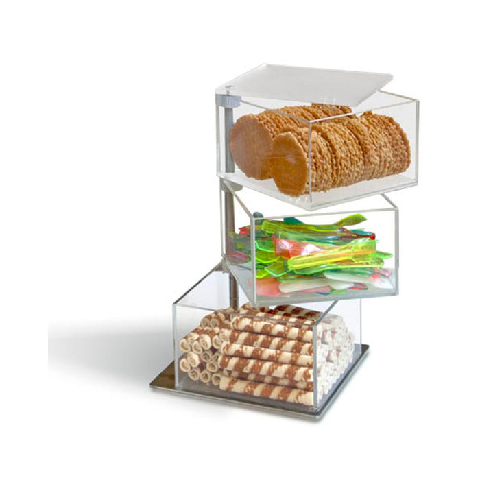 Récipient ESPRESSO - Distributeur Multifonctions à Trois Niveaux Rotatifs en Plexiglass Transparent