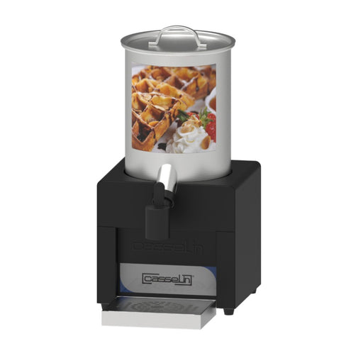 Vue de face du distributeur de pâtes réfrigéré Casselin 8L, idéal pour crêpes et gaufres, avec plaque eutectique en inox.