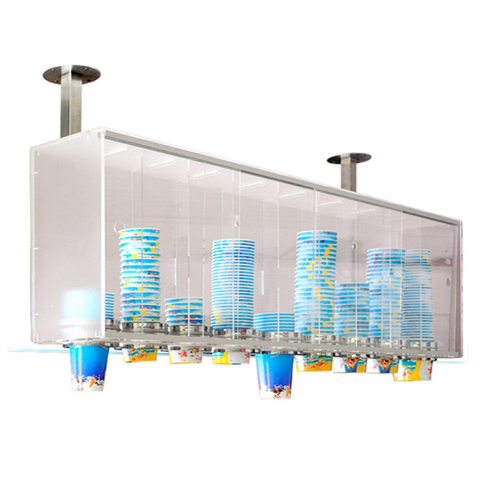Boîte Porte-Gobelet de Plafond C BOX en Plexiglass Satiné Transparent - Distributeur Suspendu 9 Compartiments