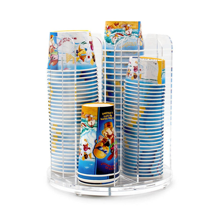 Porte-Gobelet GIRO - Distributeur Rotatif 4 Compartiments Pivotants en Plexiglass Transparent