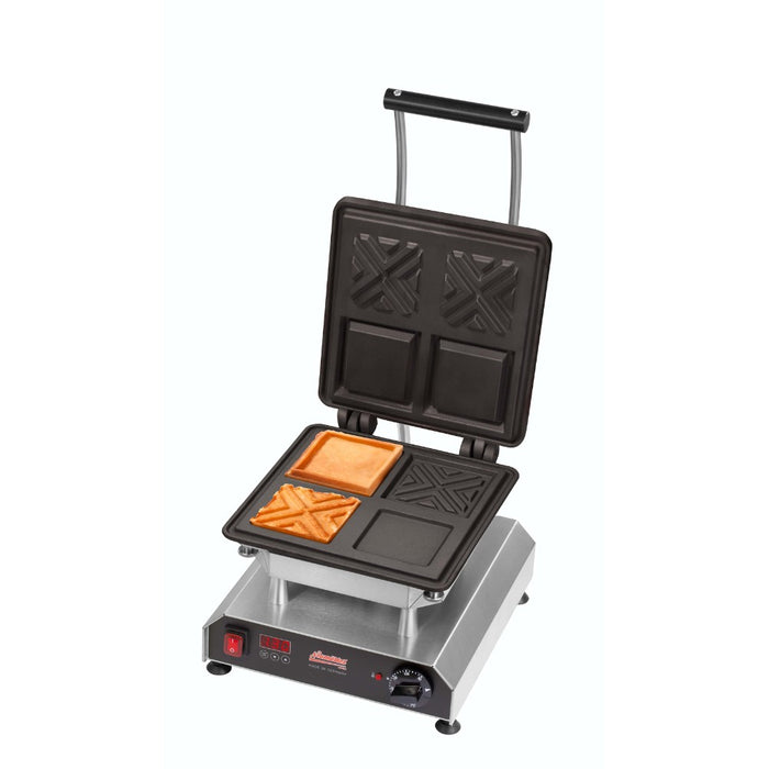 Gaufre sandwich cuite avec le gaufrier Thermocook X-Waffle, prête à garnir – Vue produit en situation
