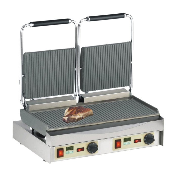 Grill Contact Professionnel Kamtschatka Neumärker - Plaques Fonte Rainurés et Double Minuteur Numérique