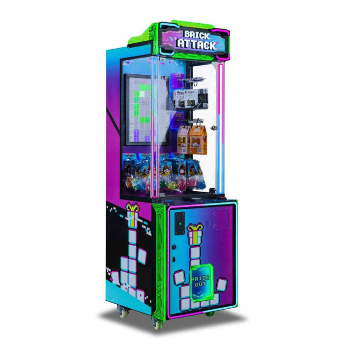 Mini Brick Stacker, jeu d'arcade compact avec éclairage LED, armoire sécurisée et gameplay addictif pour petits espaces.