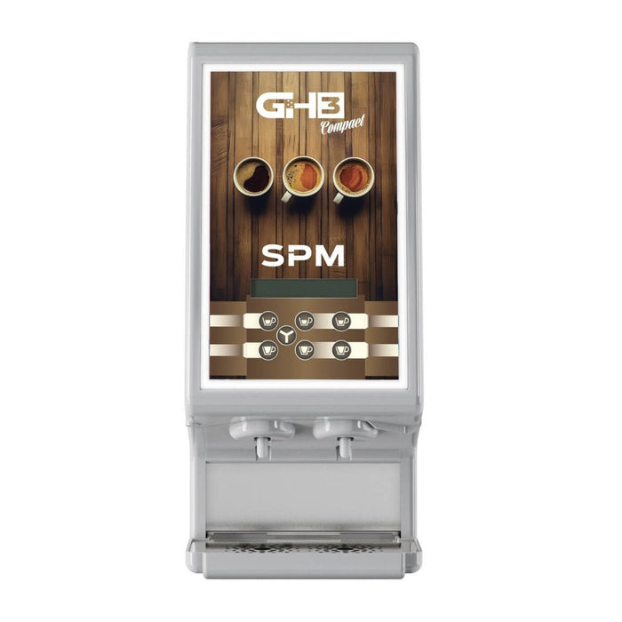GH 3 blanc – distributeur de boissons solubles, vue de face avec double sélection tasse et design lumineux