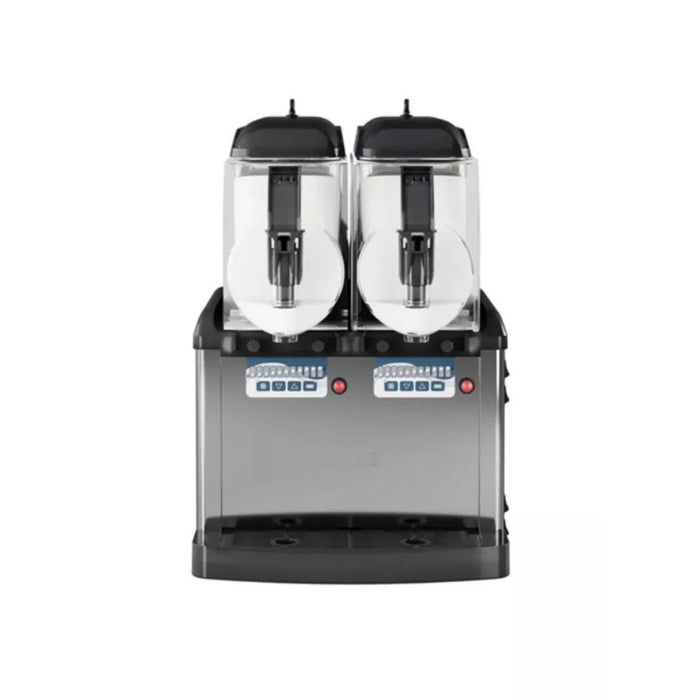 Vue du modèle noir GT PUSH 2 vide – machine professionnelle double bac pour glace italienne et granita.