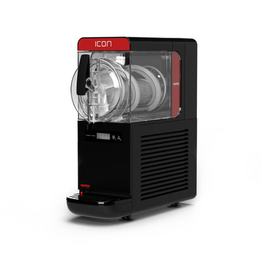 ICON 3 – machine à granita compacte 2,8 L version noire vue de face avec cuve transparente