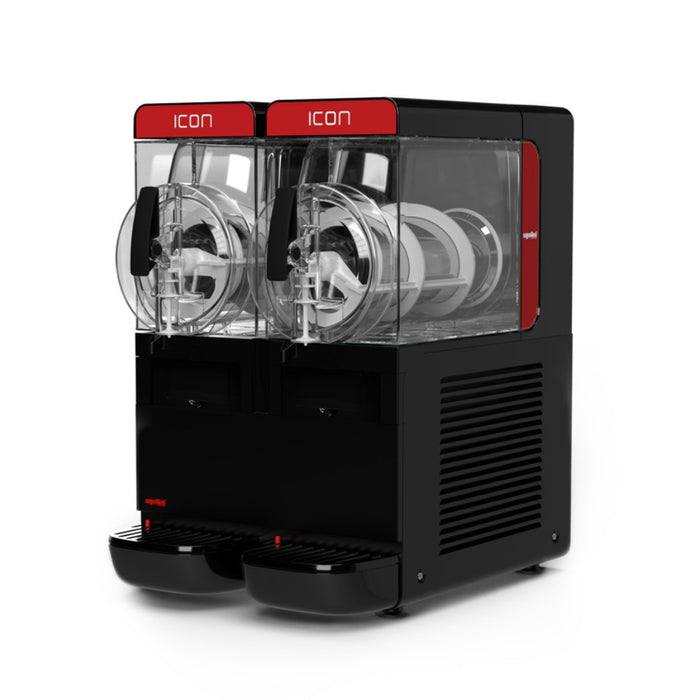ICON 6/2 – machine à granita 2 x 6 L version noire vue de côté avec double cuve transparente