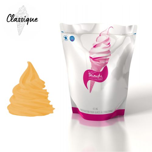 Poche souple de mix à glace liquide caramel fleur de sel Triomphe prête à l’emploi.