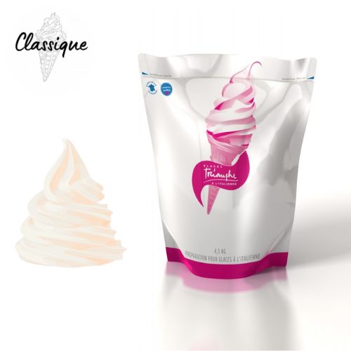 Poche souple de mix à glace liquide CHOCOLAT BLANC Triomphe prête à l’emploi.