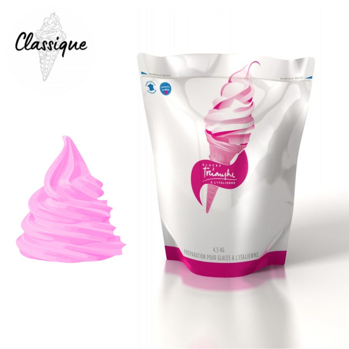 Glace italienne à la framboise réalisée avec le mix à glace liquide FRAMBOISE Triomphe.