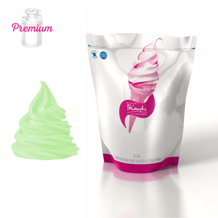 Poche souple de mix à glace liquide PISTACHE Triomphe prête à l’emploi.