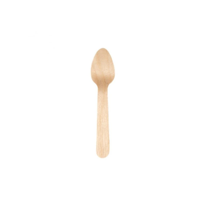 Petite cuillère en bois de bouleau de 11 cm, robuste et écologique, idéale pour tous types de plats.