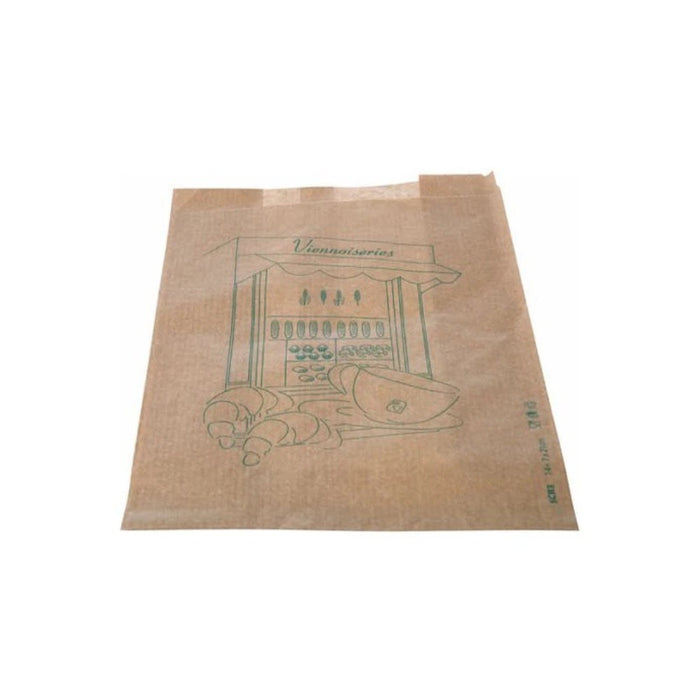Sachet croissant XL en papier kraft ingraissable, format 18 x 7 x 35 cm, idéal pour transporter plusieurs viennoiseries.