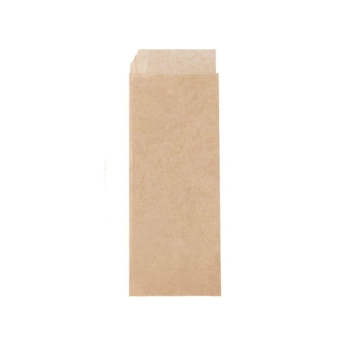 Sachet hot dog en papier kraft avec ouverture double, format 9 x 3 x 22 cm, parfait pour la vente à emporter.