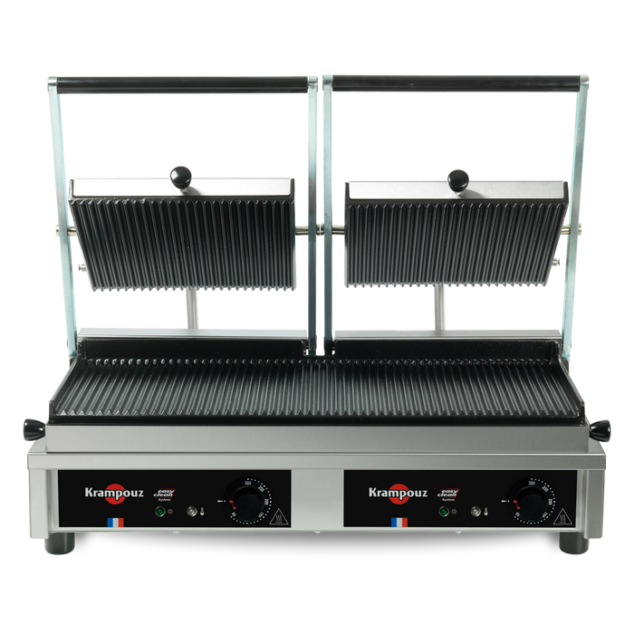 Contact grill large avec plaques striées ou lisses - surface de cuisson 52 x 23 cm - 3760w