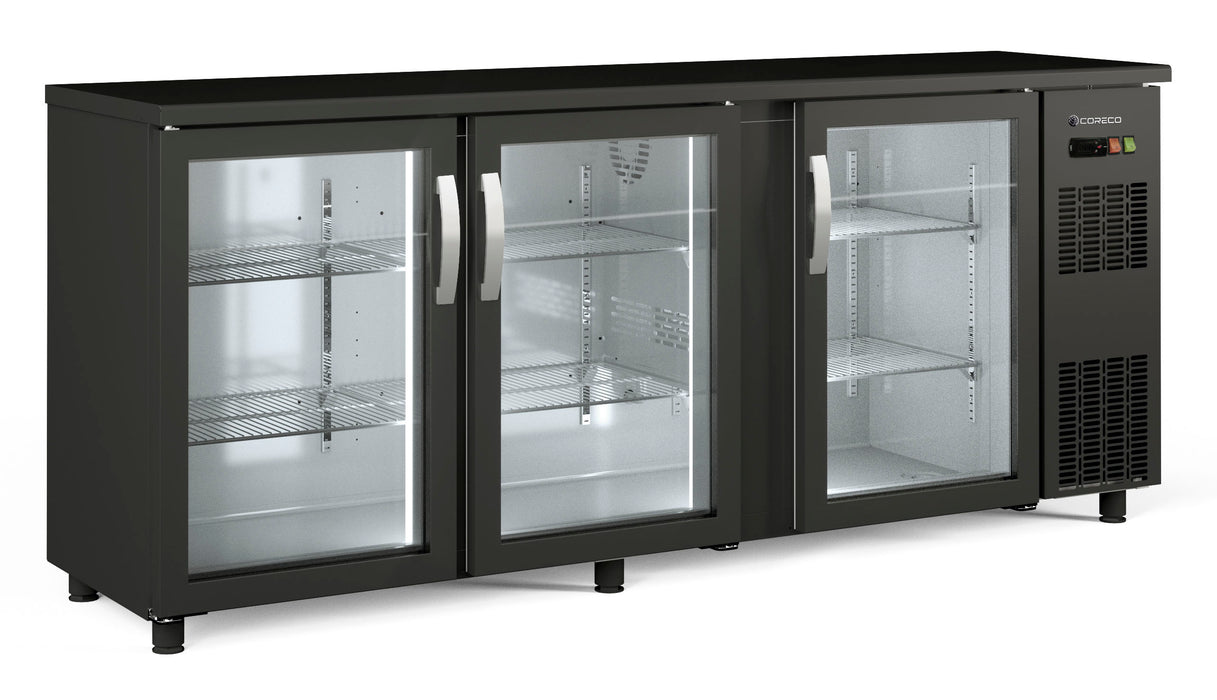 Arrière-bar positif 3 portes vitrées battantes SBE-200 - 2005x530x820 mm - 490 L