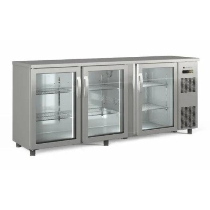 Arrière-bar positif 3 portes vitrées battantes SBIE-200 - 2005x530x820 mm - 490 L