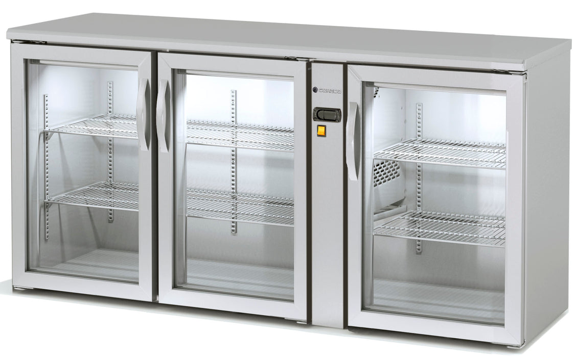 Arrière-bar positif 3 portes vitrées battantes SBIEP-170 - 490 L