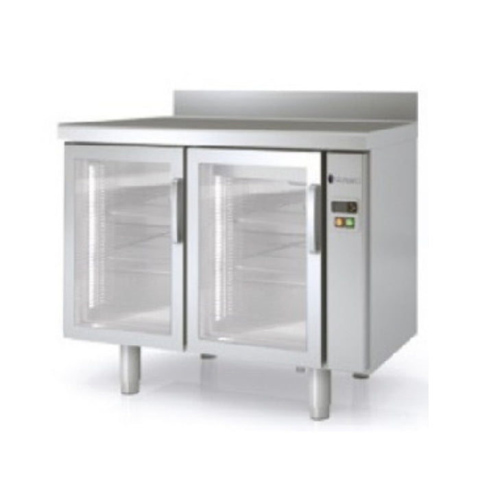 Arrière-bar positif 600 groupe à distance - FMRPV-120 - 2 portes vitrées - 1195x600x1040 mm - 325 L