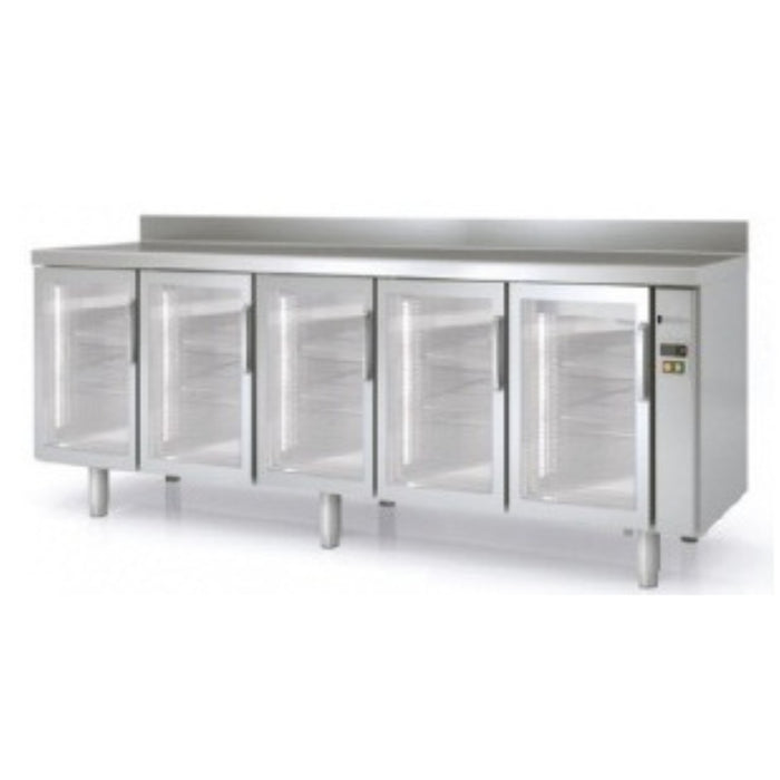 Arrière-bar positif 600 groupe à distance - FMRPV-270 - 5 portes vitrées - 2770x600x1040 mm - 863 L