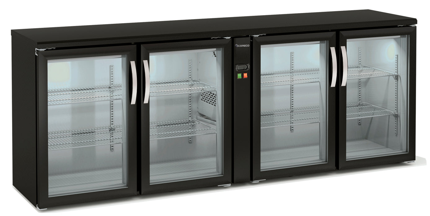 Arrière-bar positif 4 portes vitrées battantes SBEP-220 - 650 L