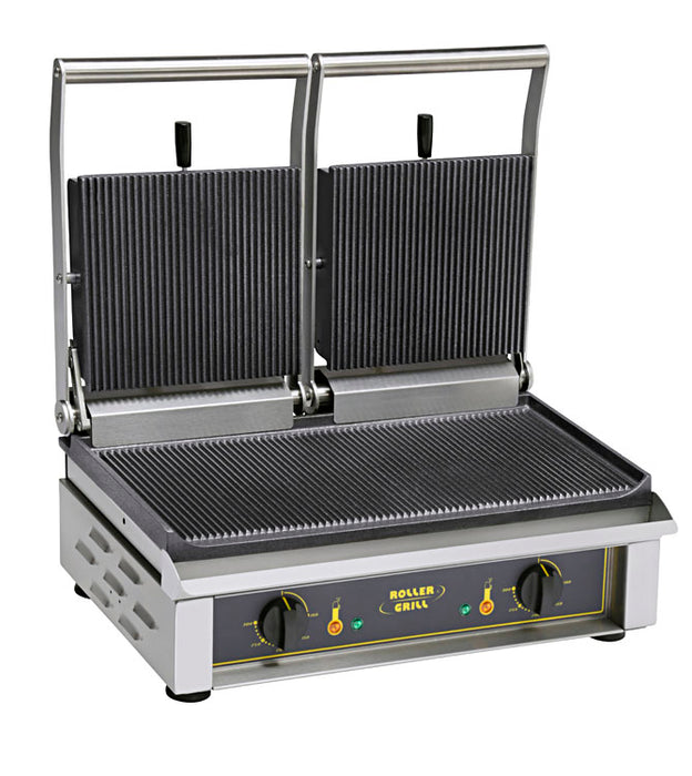 Contact-grill double plaque en fonte - spécial steak et burger - surface de cuisson 535 x 240 mm -4000w