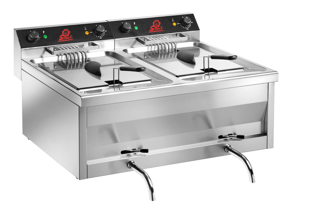 Friteuse électrique à poser haut rendement - 2x12 litres - 400V - 18 kW