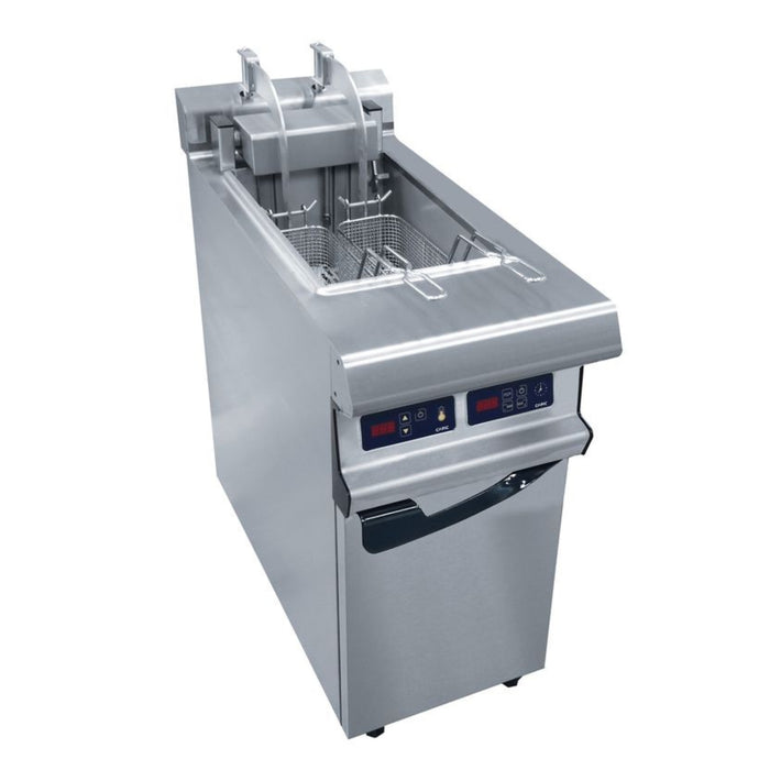 Friteuse électrique C20 sur placard fermé - relevage automatique - 2 demi paniers - 20 L - 50 kg/h - 400x836x900 mm - 20 kW