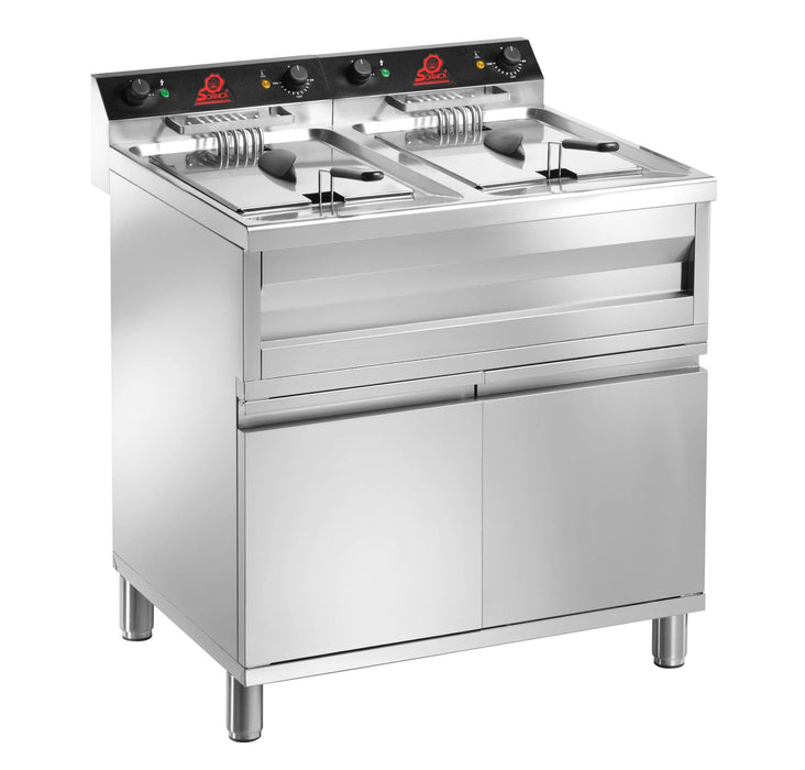 Friteuse électrique sur placard fermé haut rendement - 2x12 litres - 400V - 18 kW