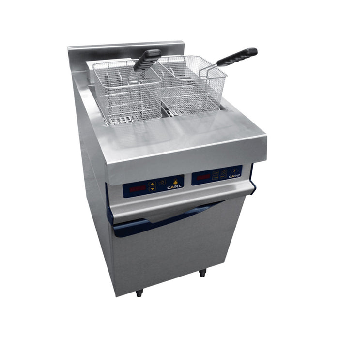 Friteuse électrique C12 sur placard fermé - 2 cuves indépendantes de 8 L - 30 kg/h - 500x836x900 mm - 12 kW