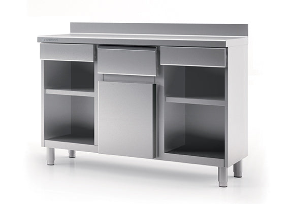 Meuble adossé trémie marc de café avec 2 tiroirs SMC-150-S - 1495x600x1040 mm