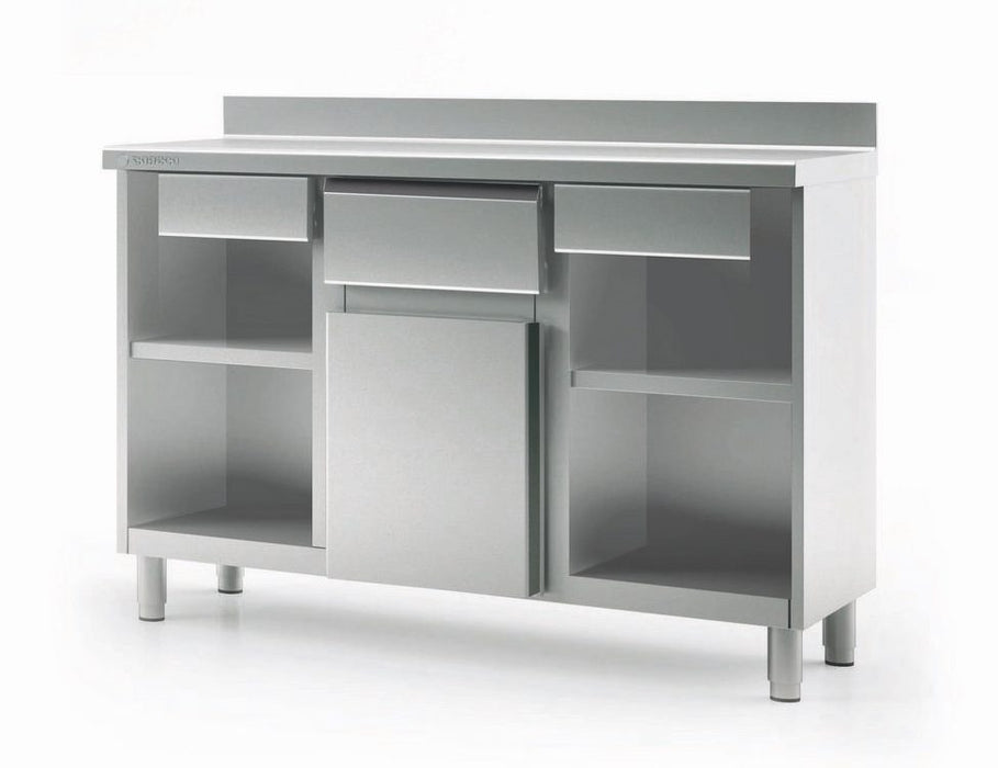 Meuble adossé trémie marc de café avec 2 tiroirs SMC-200-S - 2020x600x1040 mm