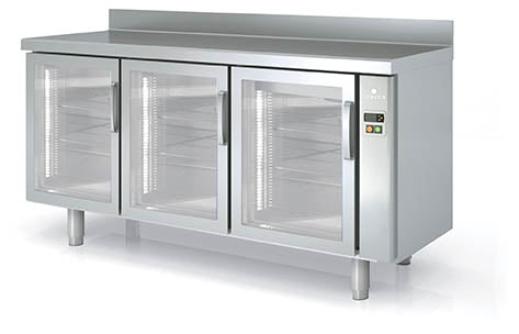 Meuble négatif 600 adossé sans groupe MCSPV-170 - 3 portes vitrées - 1720x600x850 mm - 380 L
