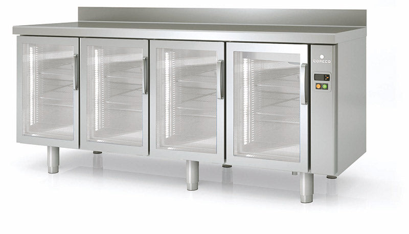 Meuble négatif 600 adossé sans groupe MCSPV-220 - 4 portes vitrées - 2245x600x850 mm - 516 L