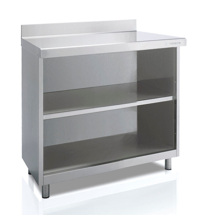 Meuble neutre arrière-bar adossé avec étagère SEFM-60-100-S - 990x600x1040 mm