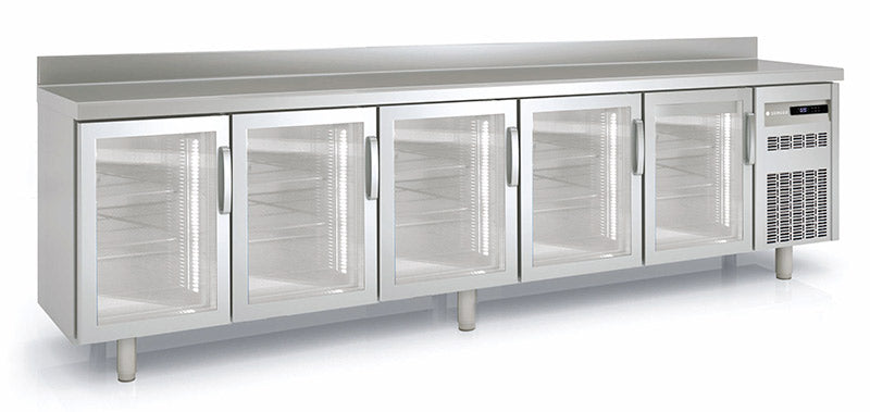 Meuble positif 600 adossé MRSV-300 - 5 portes vitrées - 3070x600x850 mm - 651 L