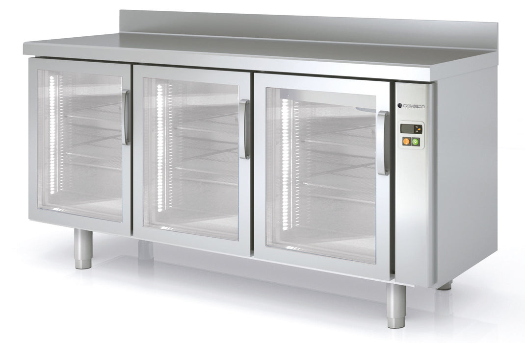 Meuble positif 600 adossé sans groupe MRSPV-170 - 3 portes vitrées - 1720x600x850 mm - 380 L