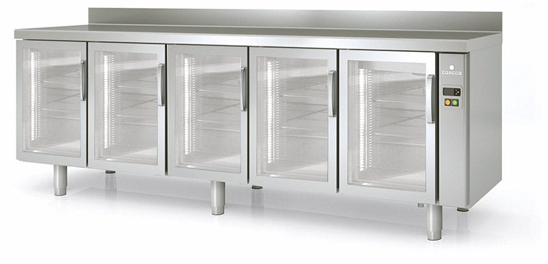 Meuble positif 600 adossé sans groupe MRSPV-270 - 5 portes vitrées - 710 L