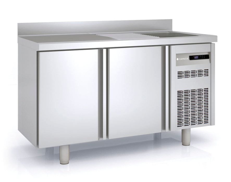 Meuble positif avec évier 600 adossé MRSF-150 - 2 portes pleines - 245 L