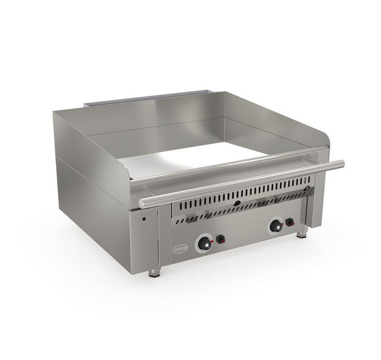 Plaque au chrome à gaz 2 zones avec dosseret ZONE2 - 650x647x405 - 20 kW